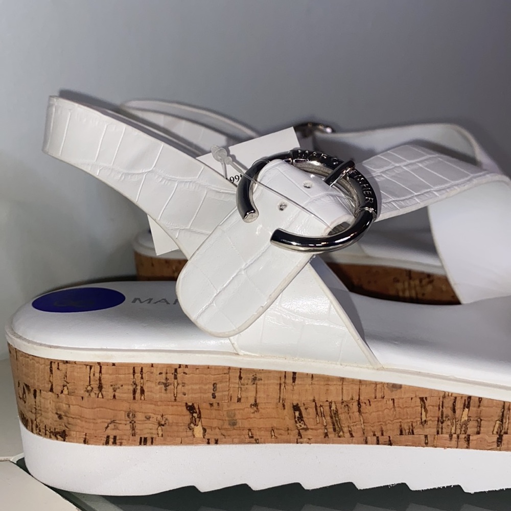 MARC FISHER GILMA2 White Croc Print Cork Wedge SANDAL-Women’s Sz 8.5-NWT! - Picture 3 of 13